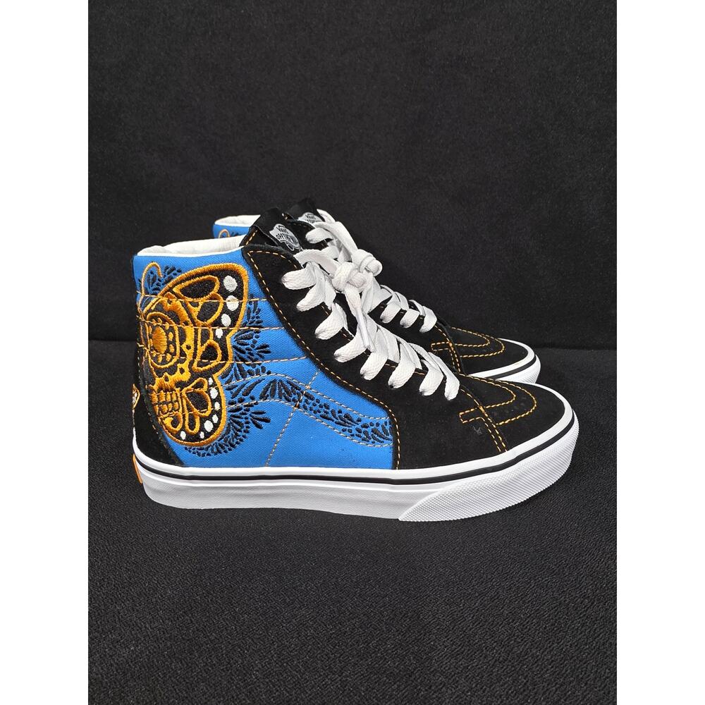 Vans Sk8-Hi Día de los Muertos Skull Embroidered High Tops Size 5W / 3.5M